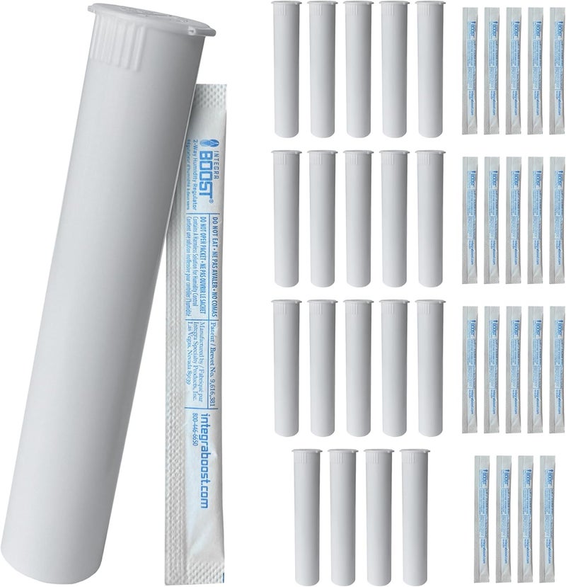 Integra Boost 2-Way Humidity Control Sticks – 62% RH Moisture Packs to Preserve Flavor & Freshness – Includes 98mm White Squeeze Top Tubes – Patented Technology – 20 Count Moisture Pack Set - Image 1